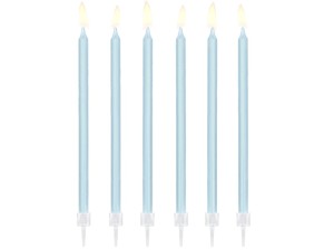 Świeczki urodzinowe gładkie, jasny niebieski, 14cm (1 op. / 12 szt.)