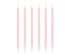 Świeczki urodzinowe gładkie, jasny różowy, 14cm (1 op. / 12 szt.)