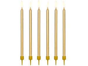Świeczki urodzinowe gładkie, złoty, 12,5cm (1 op. / 12 szt.)