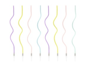 Świeczki urodzinowe zakręcone, mix, 14cm (1 op. / 8 szt.)