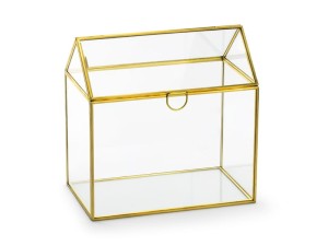 Szklane pudełko na koperty, złoty, 13x21x21cm