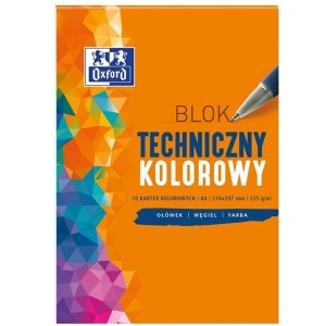 Blok techniczny A4/225g Kolorowy 10 Kartek Oxford /400093230/