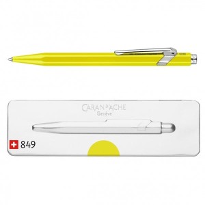Długopis automatyczny CARAN D'ACHE 849 POP LINE FLUO M w pudełku obudowa żółta wkład niebieski /CD849-970/
