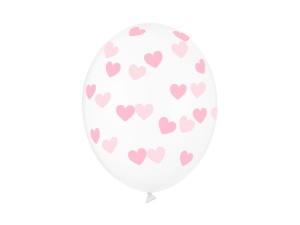 Balony 30cm, Serduszka, Crystal Clear (1 op. / 50 szt.)